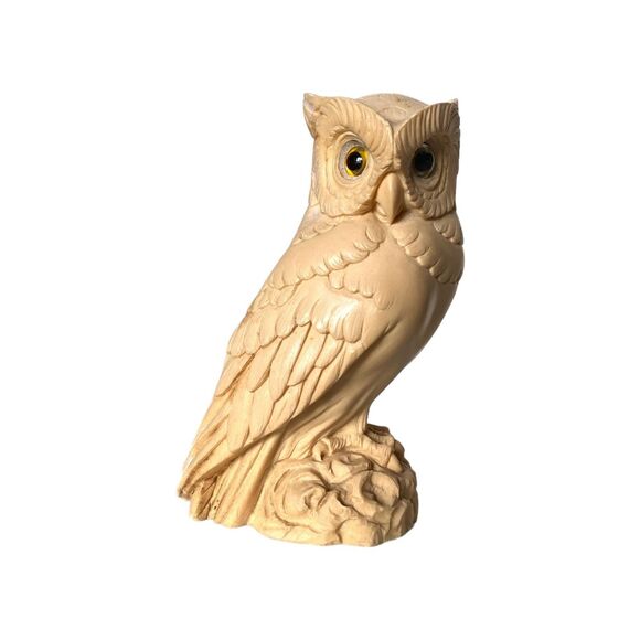 Alabaster Owl Figurines A. Giannelli  Pair 5" Italy E&R 1970s - Picture 9 of 10